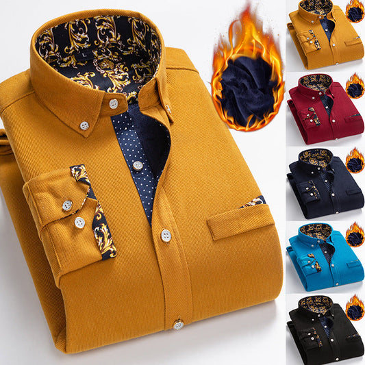 👔 55% OFF HOT SALE! ✨ Men's Corduroy Winter Shirt - Thick Fleece Lining with Classic Design for Extreme Warmth & Comfort ❄️🛒