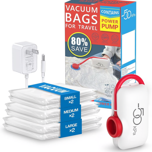 🎒 50% OFF NOW! ✨ 6-Pack USB Electric Vacuum Compression Bags - Space Saving Storage Solution for Travel & Seasonal Clothes 📦✈️