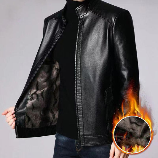 🧥 60% OFF NOW! ✨ Men’s Warm Plush Lining Leather Jacket - Windproof Genuine Leather with Thermal Insulation for Extreme Cold ❄️🛡️