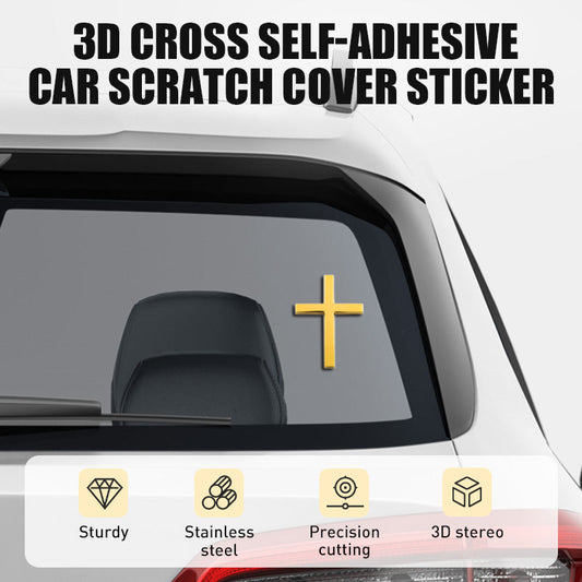 💥 BUY 1 GET 1 FREE! 🚗✝️ Metal Jesus Christ Cross Badge Stickers – 3D Self-Adhesive Car Scratch Cover 🌟