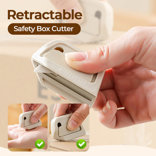 📦 BUY 1 GET 1 FREE! ✨ Retractable Safety Box Cutter - Automatic Blade Retraction, Ergonomic Grip for Shipping/Crafting, 5 Spare Blades Included 🔒📦