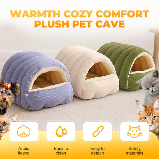 🛏️ 60% OFF NOW! ✨ Plush Pet Cave - Ultra-Soft Warm Bed with Breathable Design for Cats & Small Dogs 🐾💤