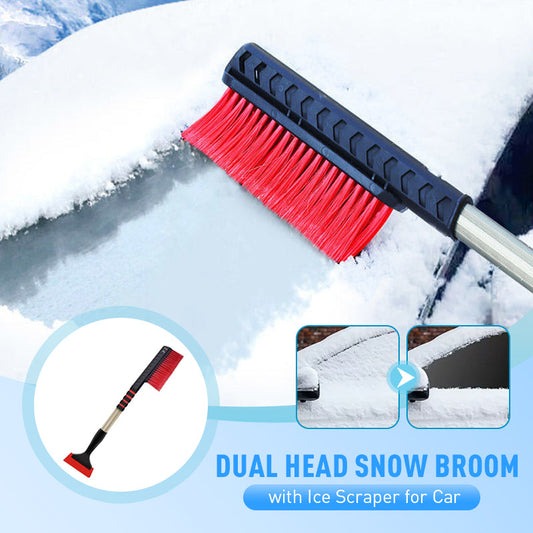 🧊 50% OFF NOW! ✨ Dual Head Snow Broom with Ice Scraper - Extendable Handle & Foam Head for Safe Car Snow Removal Without Scratches ❄️🚗
