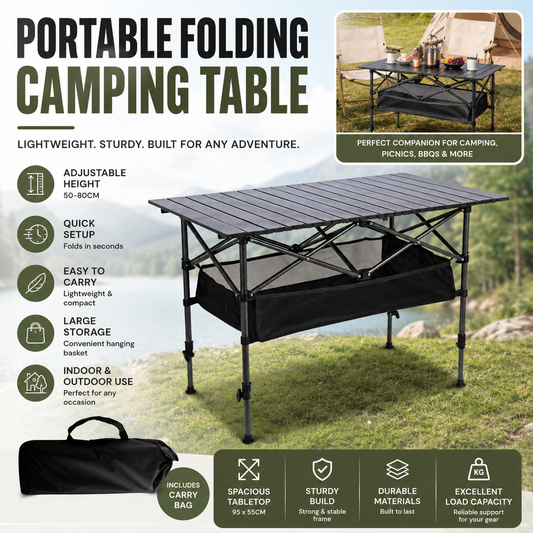 🏕️ 50% OFF NOW! 🪑 Portable Camping Table – Folding, carbon steel & quick setup – Perfect for camping, picnics & outdoor dining ☀️