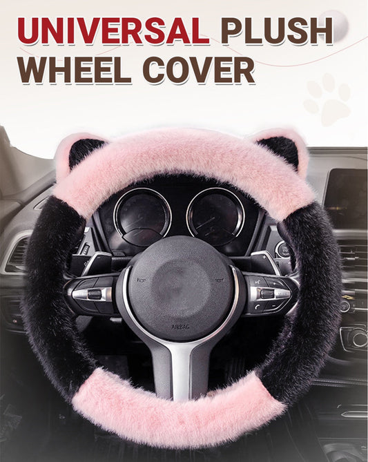 🚗 50% OFF! ✨ CAT EAR STEERING WHEEL COVER - Non-Slip Plush & Universal Fit, Cute Design with Soft Padding, Easy Installation for Car Interior Styling 🐱🌟