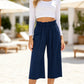 👖 50% OFF NOW! ⏰ Women's High Waisted Wide Leg Linen Capri Pants – Elastic smock waist & breathable – Relaxed fit, perfect for summer or resort wear – comfortable and chic 🌸✨