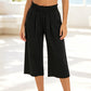 👖 50% OFF NOW! ⏰ Women's High Waisted Wide Leg Linen Capri Pants – Elastic Smock Waist & Breathable Fabric – Flattering fit, effortless style – perfect for warm days 🌸