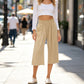 👖 50% OFF NOW! ⏰ Women's High Waisted Wide Leg Linen Capri Pants – Elastic Smock Waist & Breathable Fabric – Flattering fit, effortless style – perfect for warm days 🌸