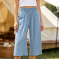 👖 50% OFF NOW! ⏰ Women's High Waisted Wide Leg Linen Capri Pants – Elastic smock waist & breathable – Relaxed fit, perfect for summer or resort wear – comfortable and chic 🌸✨