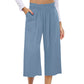 👖 50% OFF NOW! ⏰ Women's High Waisted Wide Leg Linen Capri Pants – Elastic Smock Waist & Breathable Fabric – Flattering fit, effortless style – perfect for warm days 🌸