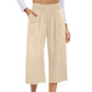 👖 50% OFF NOW! ⏰ Women's High Waisted Wide Leg Linen Capri Pants – Elastic smock waist & breathable – Relaxed fit, perfect for summer or resort wear – comfortable and chic 🌸✨