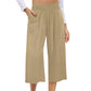👖 50% OFF NOW! ⏰ Women's High Waisted Wide Leg Linen Capri Pants – Elastic smock waist & breathable – Relaxed fit, perfect for summer or resort wear – comfortable and chic 🌸✨