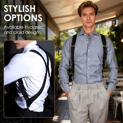 👔 50% OFF! 🔥 Men's X-Back Suspenders – Hook clips, adjustable & heavy-duty hold ✨