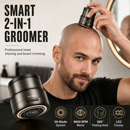 🪒 Save 50%! ⚡ 2‑in‑1 Bald Head Shaver & Beard Trimmer – Digital display & cordless ✨