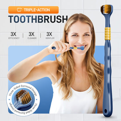🔥 BUY 2 GET 1 FREE! 🦷 Three-Headed Multi-Angle Cleaning Toothbrush – Deep Clean, Gentle on Gums & Ergonomic Design ✨