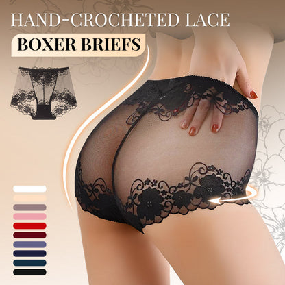 🩲 50% OFF NOW! 🧶 Women's Hand-Crocheted Lace High-Rise Boxer Briefs – Breathable, Vintage Style & Comfortable Fit 🌸