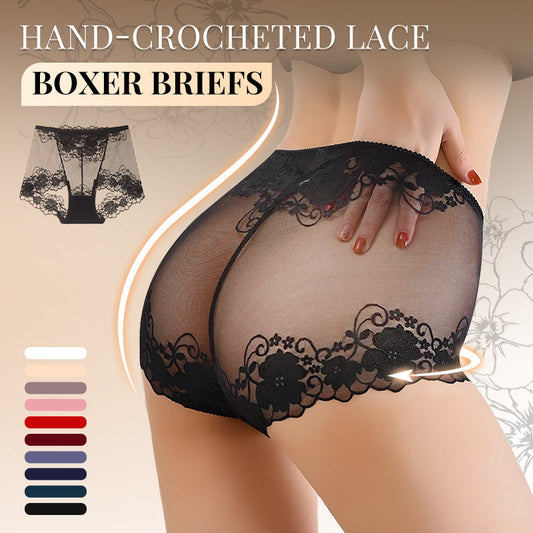 🩲 50% OFF NOW! 🧶 Women's Hand-Crocheted Lace High-Rise Boxer Briefs – Breathable, Vintage Style & Comfortable Fit 🌸