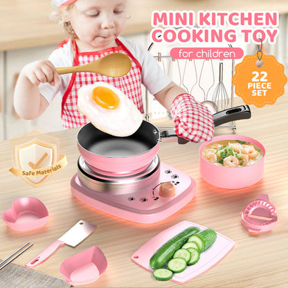 👧🏻 50% OFF NOW! 🎁 Children's Real Cooking Mini Kitchen Toy Set - 22 PCS with Light & Sound, Perfect Gift for Creative Play 🍳✨