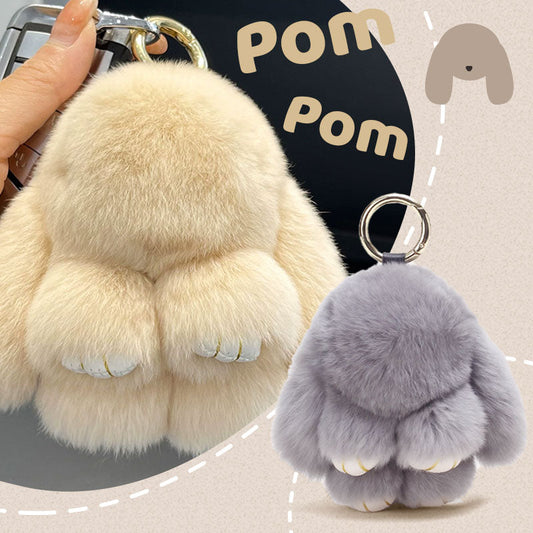 🐰50% OFF NOW! 🏆 Handmade Soft Bunny PomPom Charms – Adorable Design, Premium Yarn & Perfect for Bags/Keys 🎀