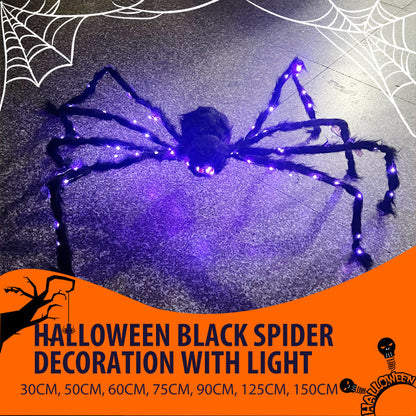 🕷️ 50% OFF NOW! 🎃 Halloween Black Spider Decoration with Light – Glowing eyes, spooky design & easy to hang – Perfect for haunted house & yard decor 🌙