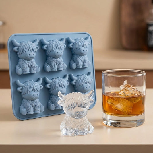 🐮 BUY 3, GET 1 FREE! ⏳ Mini Highland Cow Ice Cube Mold – Cute 3D ice for drinks & parties – UK ready, perfect for gifting – fun and durable 🧊🎁✨