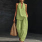 👗 50% OFF NOW! 🌊 Boho Linen Two Piece Set – Halter neck top & wide leg pants – Perfect for beach, vacation or brunch – lightweight & breathable 🌸