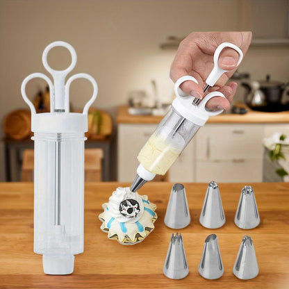 🎂 50% OFF! 🧁 Cake Decorating Gun Kit – 6 nozzles, stainless & easy to use ✨