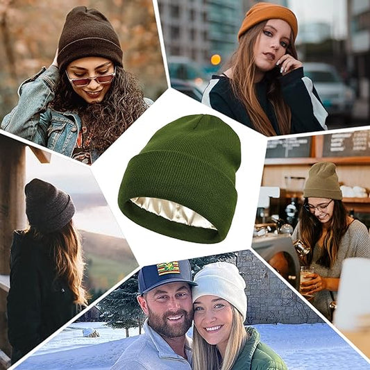 🧢 50% OFF! ✨ ANTI-FRIZZ BEANIE - Warm Cotton Blend & Seamless Design, Reduces Static and Hair Tangles, One Size Fits All for Comfortable Winter Wear ❄️👒