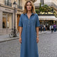 👗 60% OFF NOW! 👖 Casual Pocket Denim Midi Shirt Dress – Soft denim & relaxed fit – Functional pockets, perfect for everyday casual – comfortable and versatile ✨🌸