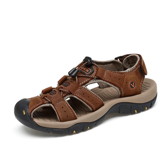 👟 50% OFF NOW! 🔥 Men's Genuine Leather Beach Shoes – Anti-slip & breathable – 16K+ sold – perfect for summer, seaside or casual walks 🏖️🦶✨