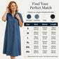 👗 60% OFF NOW! 👖 Casual Pocket Denim Midi Shirt Dress – Soft denim & relaxed fit – Functional pockets, perfect for everyday casual – comfortable and versatile ✨🌸
