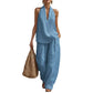 👗 50% OFF NOW! 🌊 Boho Linen Two Piece Set – Halter neck top & wide leg pants – Perfect for beach, vacation or brunch – lightweight & breathable 🌸