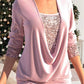 ✨60% OFF! ✨ Sequin Smocked Fake Two-Piece Top - Stretchy Glitter Fabric with Adjustable Drawstring for Holiday Parties 💃🎄