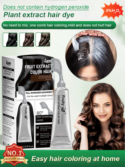🍊 50% OFF NOW! 🪥 Fruit Essence Hair Dyeing Comb – Infused with fruit essence, nourishing & easy to use – Gentle color & care in one step 💇‍♀️