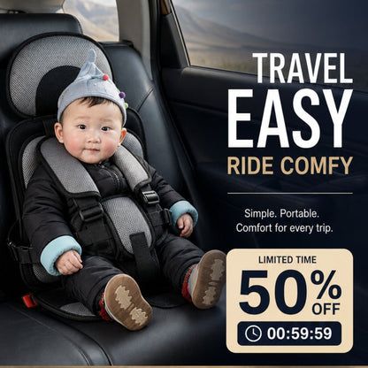 🚗 50% OFF! 💺 Portable Car Seat – 5‑point safety, folds compact & travel-ready ✨