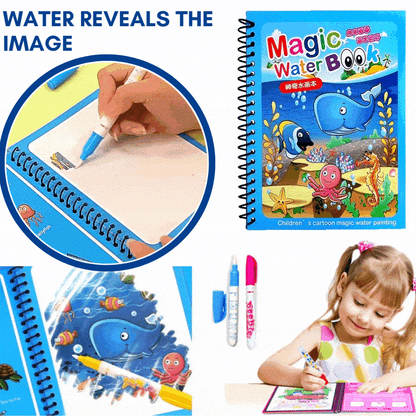 🧠 BUY 1 GET 1 FREE! ✨ Magic Water Book - Reusable Coloring with Invisible Patterns Revealed by Water Pen for Endless Educational Fun 🎨📚