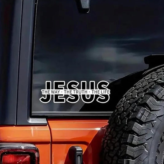 ✝️ BUY 2 GET 1 FREE! 🙏 JESUS Vinyl Decal – "The Way, The Truth, The Life" Design – Weather-resistant, easy apply/remove & perfect for cars or windows – share your faith daily 🚗