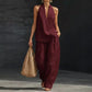 👗 50% OFF NOW! 🌊 Boho Linen Two Piece Set – Halter neck top & wide leg pants – Perfect for beach, vacation or brunch – lightweight & breathable 🌸