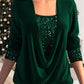 ✨60% OFF! ✨ Sequin Smocked Fake Two-Piece Top - Stretchy Glitter Fabric with Adjustable Drawstring for Holiday Parties 💃🎄