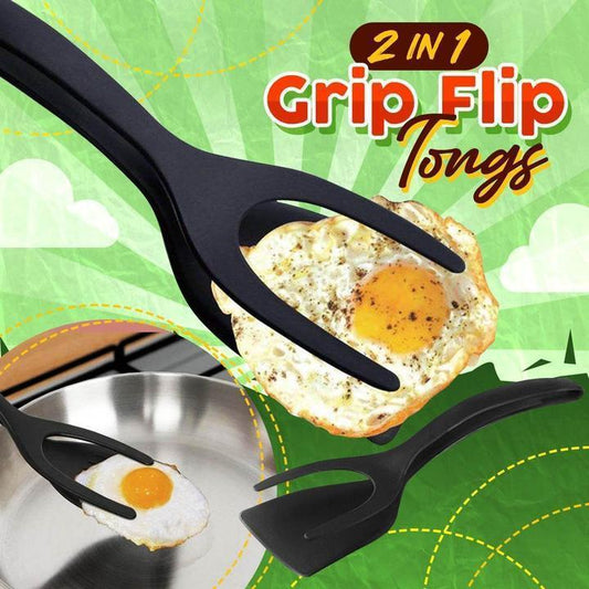 🥢 50% OFF NOW! ⏰ 2 In 1 Grip Flip Tongs – Multi-purpose, heat-resistant & non-slip – perfect for flipping, gripping or serving – dishwasher safe 🍳