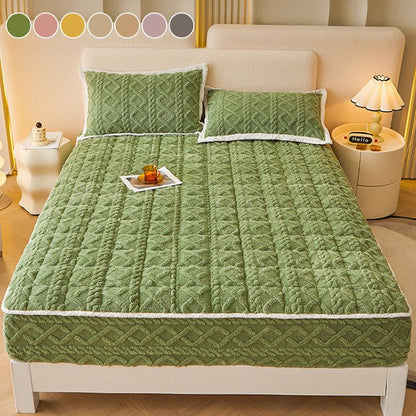 🛏️ 50% OFF! 🎁 WARM FITTED BED SHEET - Brushed Flannel & Deep Pocket, Non-Slip Corners for All-Season Comfort ❄️🛌