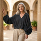 👕 50% OFF NOW! ☀️ Women's Lightweight Sun Protection Shirt – Deep V-neck, lantern sleeves & sheer layer – Breathable, stylish & perfect for summer layering 🌿
