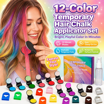 🎨Save 50%!⚡Hair Chalk Set–12colours,washable&party-ready✨