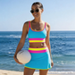 👙 60% OFF NOW! 🌈 Color Block Patchwork Nylon Sporty 3-Piece Bikini Set – High Waisted, Tummy Control & Perfect for Beach Days 🏖️