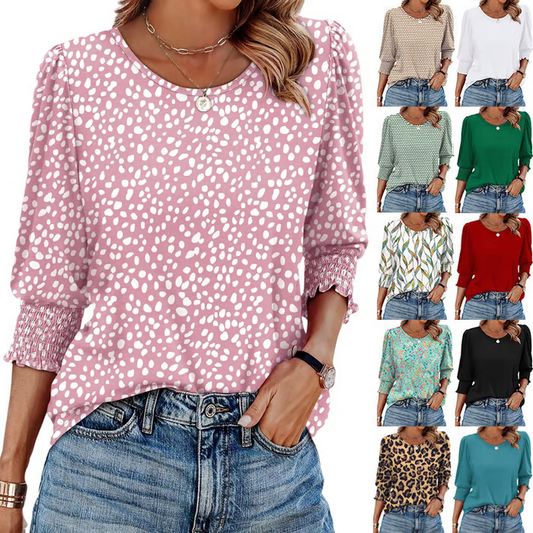 👚 50% OFF NOW! ☀️ Blouses for Women – Dressy Casual 3/4 Length Sleeve Tops with Smocked Cuffs – Flowy, elegant & perfect for work, brunch or summer outings 🌼