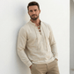👕 50% OFF NOW! 🔥 Men's Vintage V-Neck Linen T-Shirt – Pirate/Medieval/Viking Gothic Style, Long Sleeve & Breathable for Cosplay or Daily Wear ⚔️
