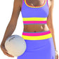 👙 60% OFF NOW! 🌈 Color Block Patchwork Nylon Sporty 3-Piece Bikini Set – High Waisted, Tummy Control & Perfect for Beach Days 🏖️
