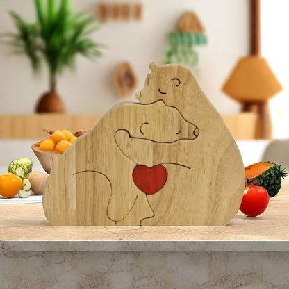 🐻 60% OFF! 🧩 WOODEN BEAR FAMILY PUZZLE - 12-Piece 3D Ornament, Educational Montessori Toy for Kids Ages 3-7, Perfect Christmas Decoration 🎄✨