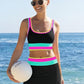 👙 60% OFF NOW! 🌈 Color Block Patchwork Nylon Sporty 3-Piece Bikini Set – High Waisted, Tummy Control & Perfect for Beach Days 🏖️