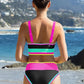 👙 60% OFF NOW! 🌈 Color Block Patchwork Nylon Sporty 3-Piece Bikini Set – High Waisted, Tummy Control & Perfect for Beach Days 🏖️